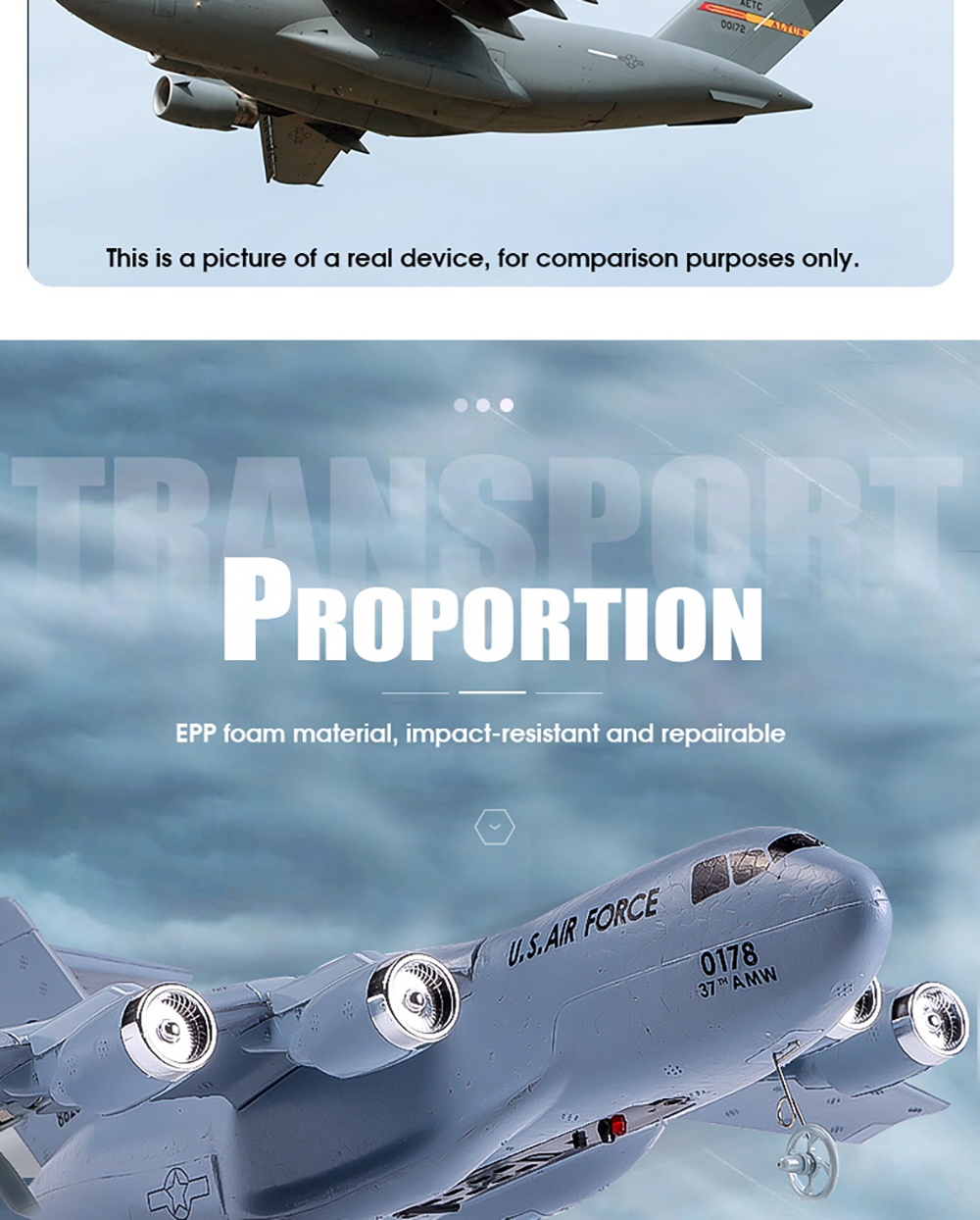 C17-C-17-Transport-390mm-Spannweite-24GHz-2CH-6-Achsen-Gyro-EPP-RC-Segelflugzeug-RTF-fuumlr-Anfaumln-2001212-4